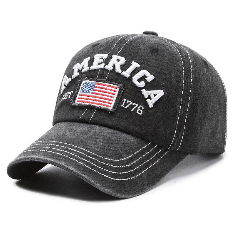 Vintage America Flag Embroidered Baseball Cap
