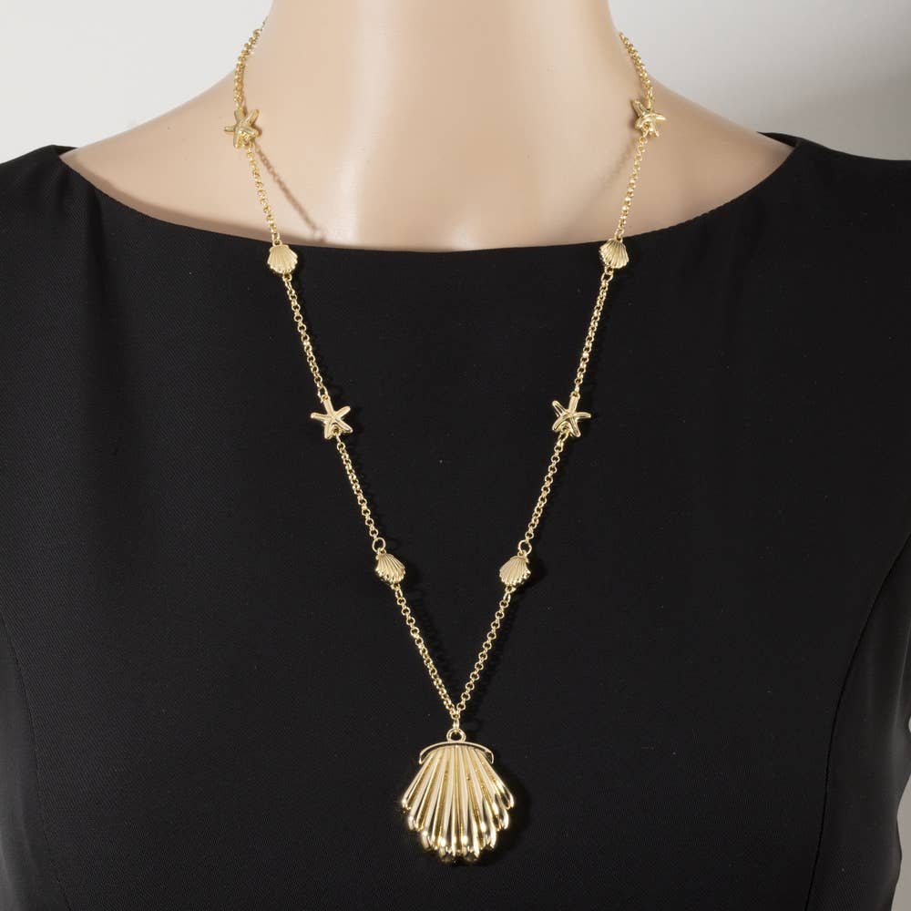 Shell And Starfish Station Chain Necklace