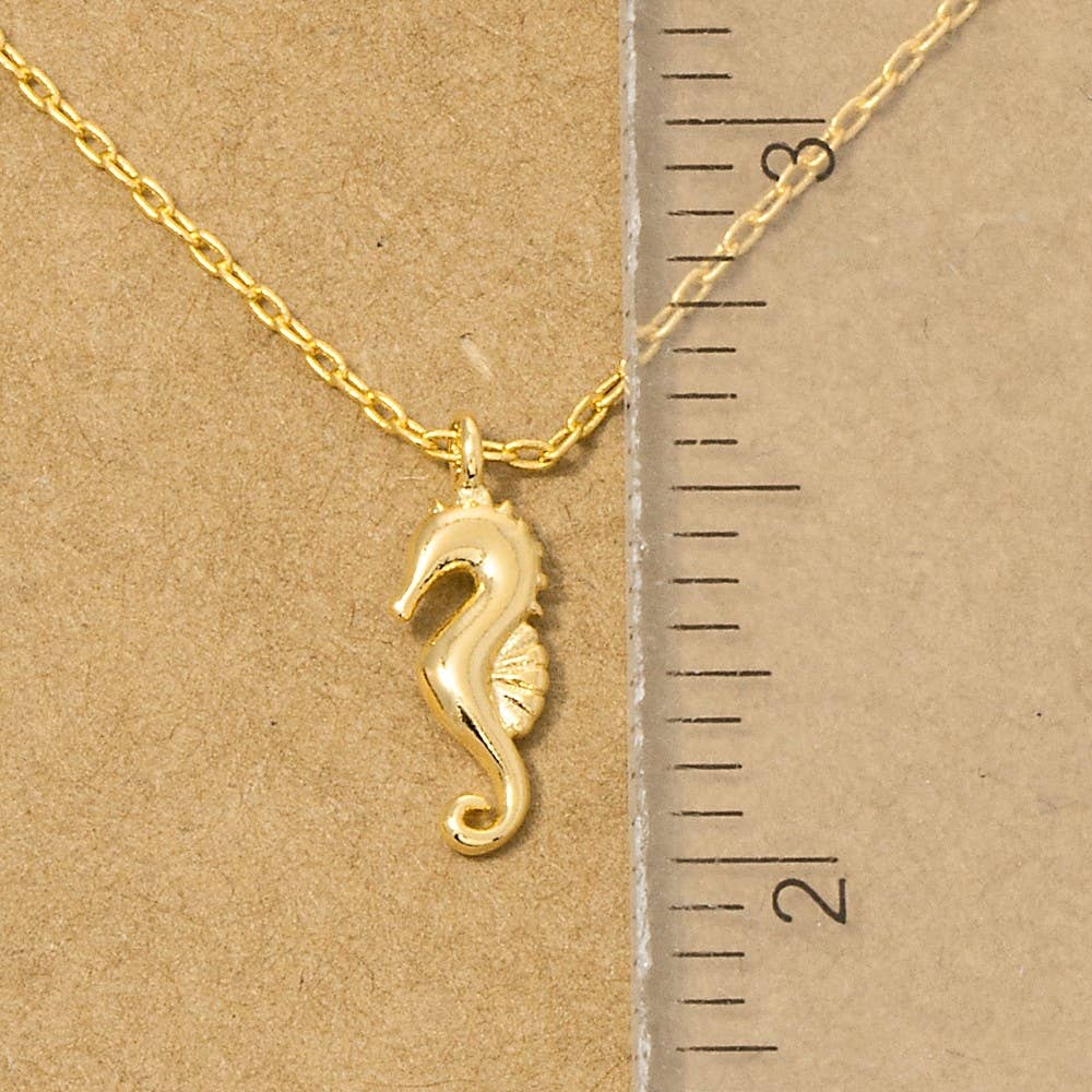 Gold Dipped Sea Horse Pendant Necklace