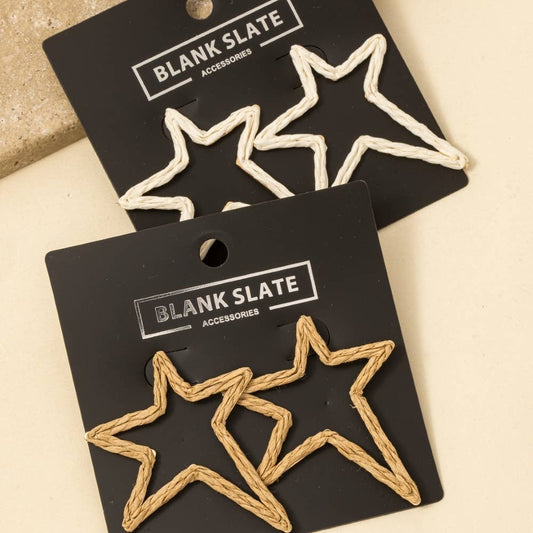 Straw Weave Star Stud Earrings