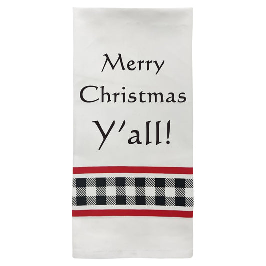 White Kitchen Towel "Merry Christmas Y'all"