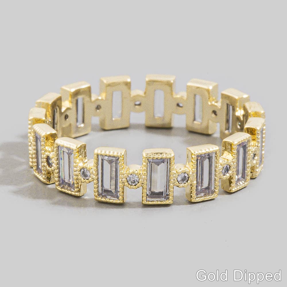 Gold Dipped Baguette Cz Eternity Band Ring