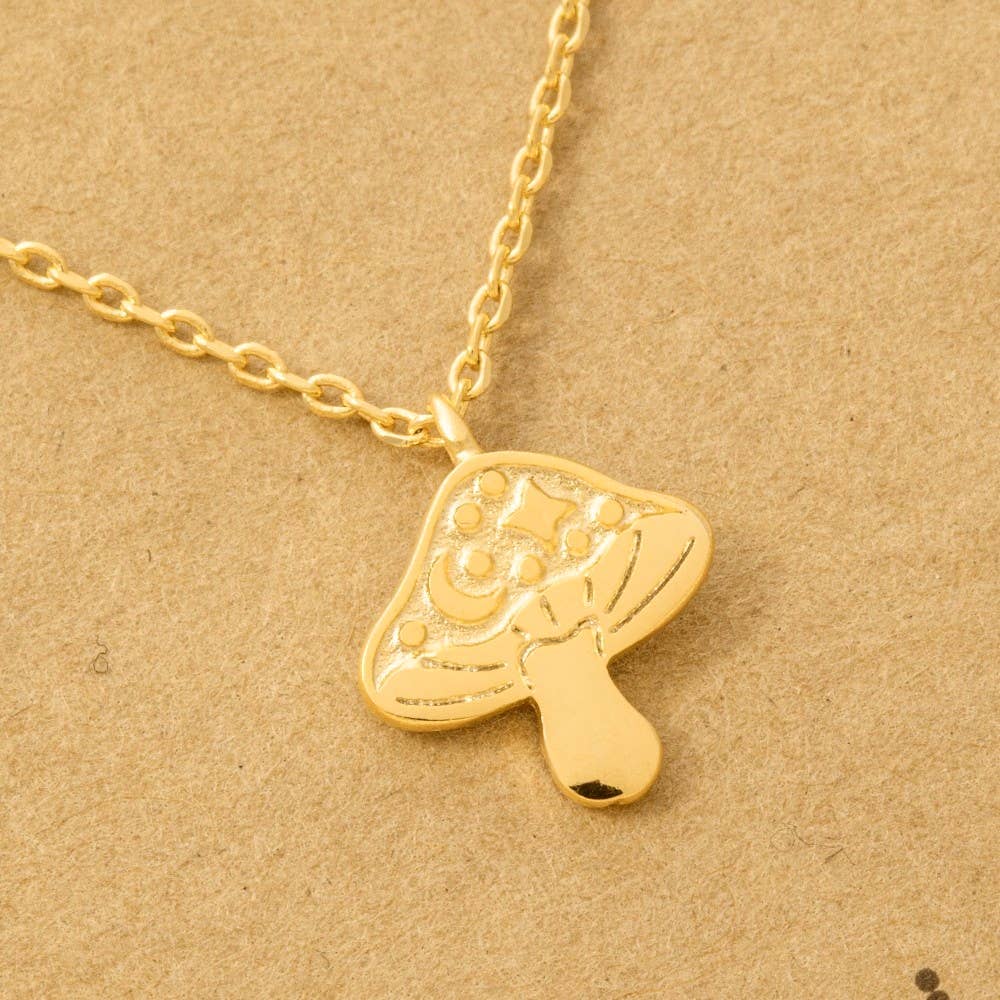 Gold Dipped Mushroom Pendant Necklace