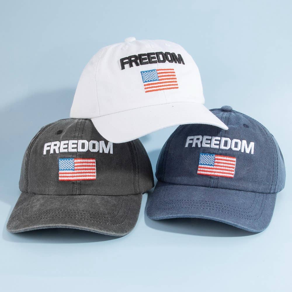 Freedom American Flag Embroidered Baseball Cap
