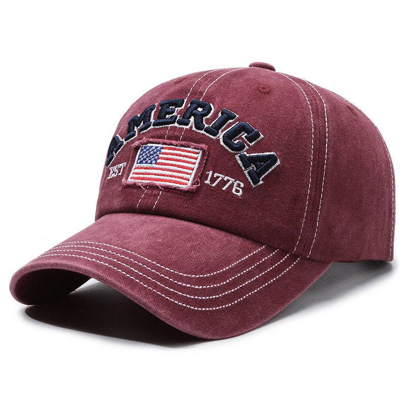 Vintage America Flag Embroidered Baseball Cap