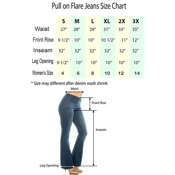 Dark Wash Comfortable Pull On Denim Flare Jeans