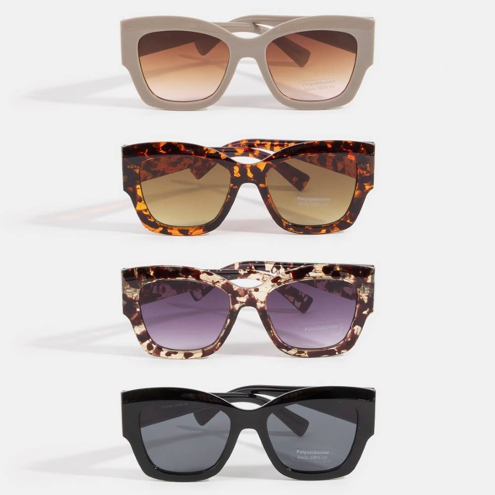 Chunky Square Cat Eye Sunglasses With Thick Frame