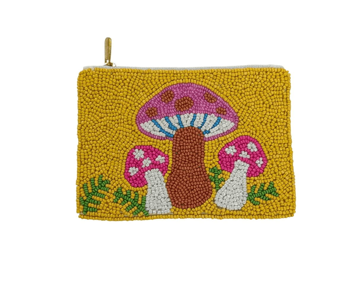 Mushroom's Themed Fully Beaded Coin Purse