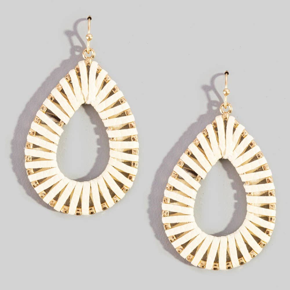 Faux Leather Wrap Teardrop Dangle Earrings