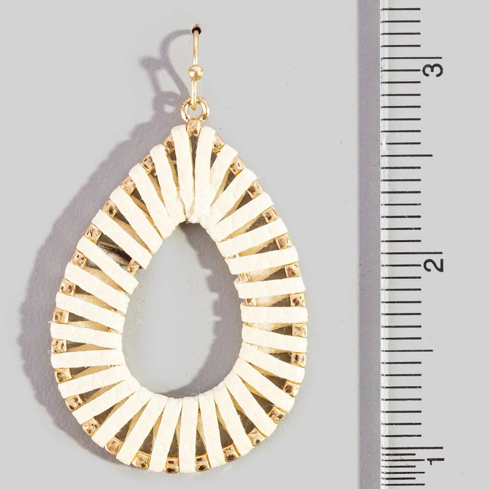 Faux Leather Wrap Teardrop Dangle Earrings