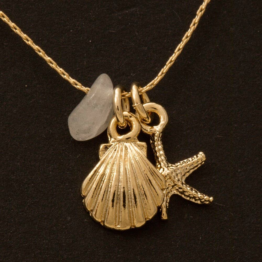 Sea Life And Stone Charm Dainty Chain Necklace
