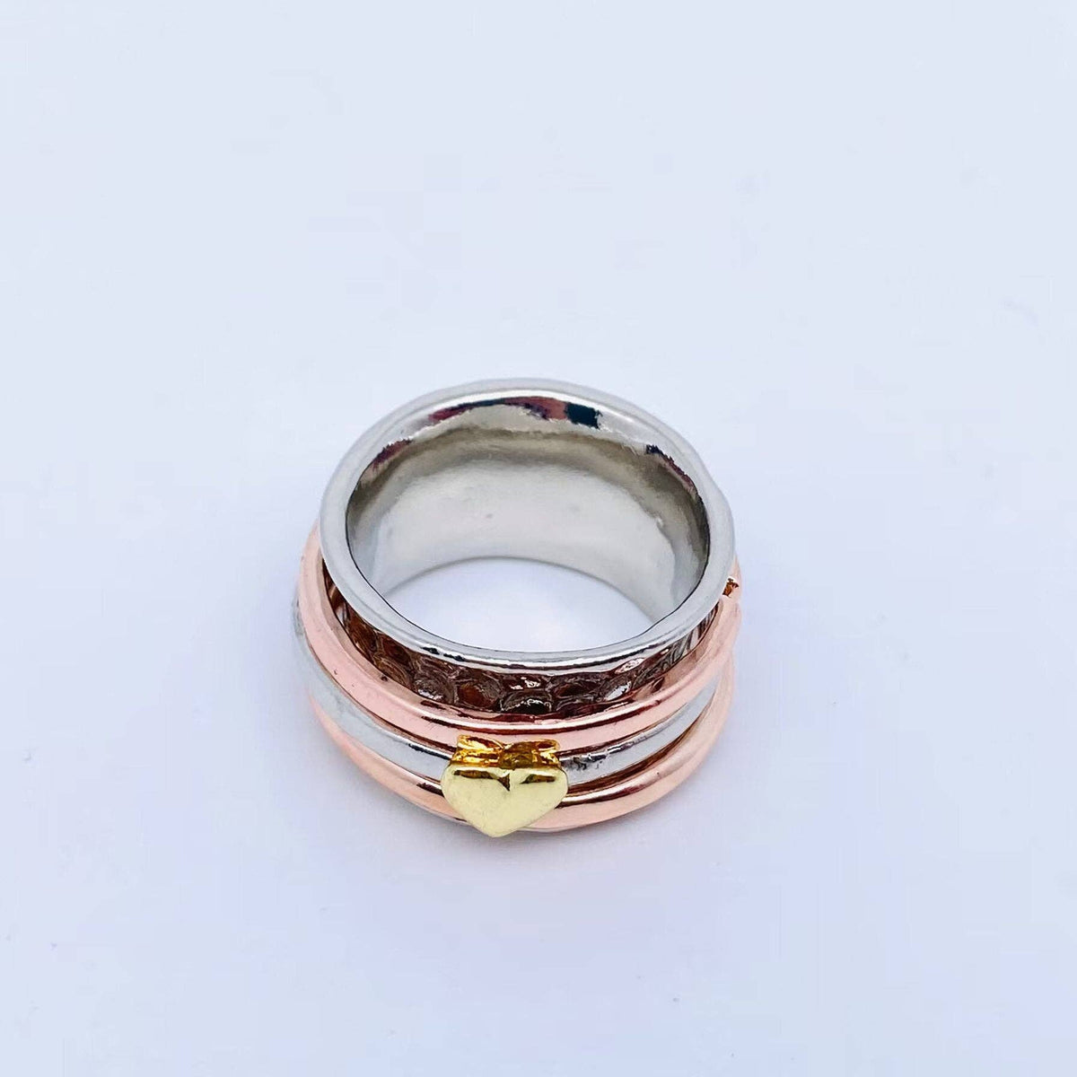 Heart-shaped Charm Rings | 3 Layers of Rotatable Loop