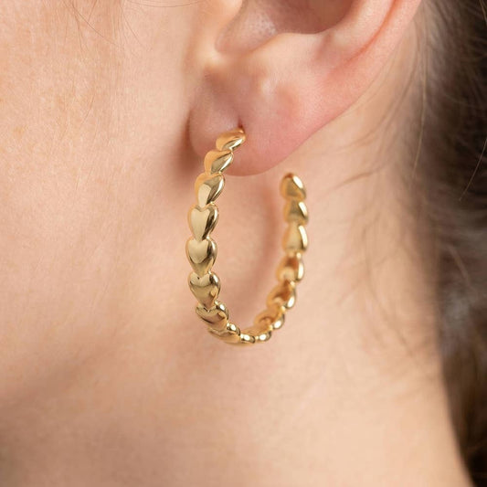 14K Gold Dipped Heart Hoop Ear Set