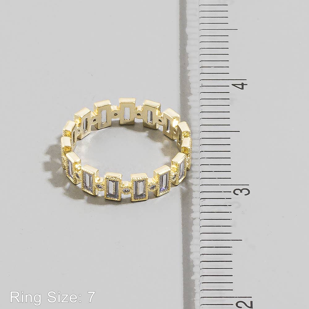 Gold Dipped Baguette Cz Eternity Band Ring