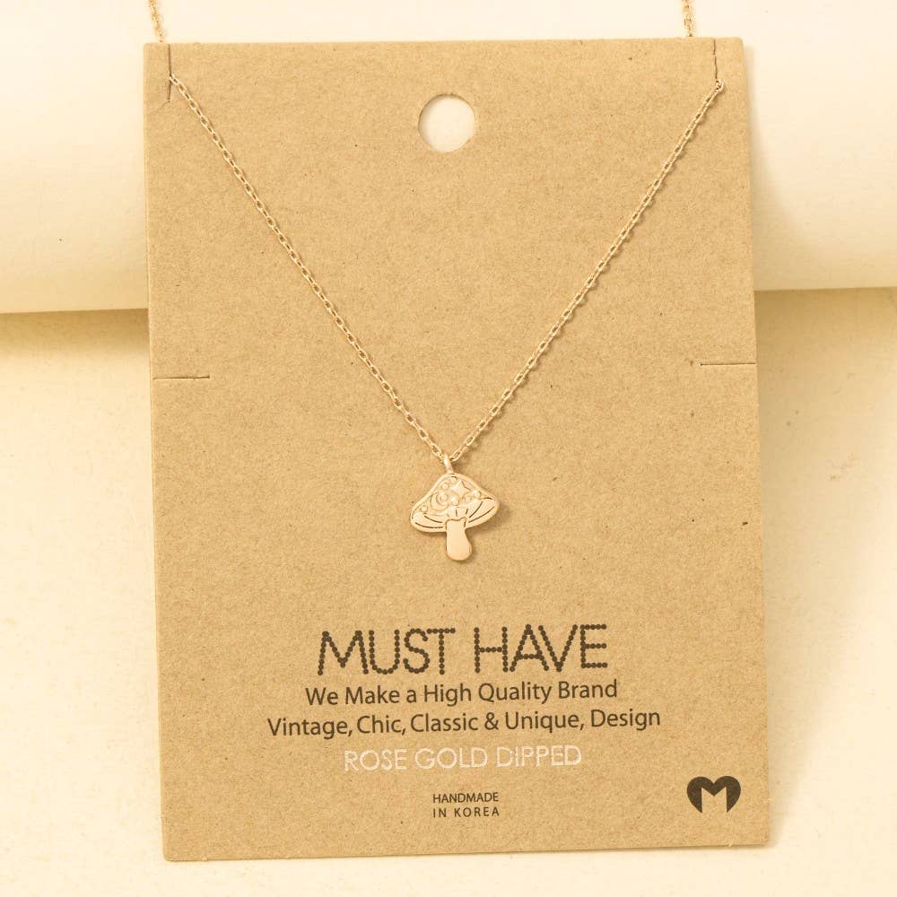 Gold Dipped Mushroom Pendant Necklace