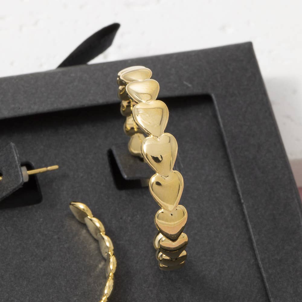 14K Gold Dipped Heart Hoop Ear Set