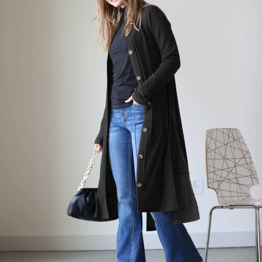 RIBBED LONG CARDIGAN (BLK)