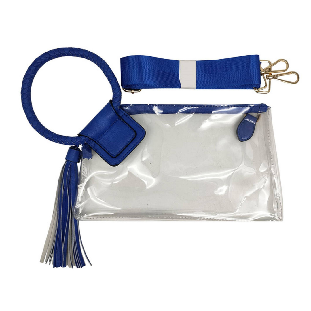 Clear Cuff Handle Tassel Wristlet/Clutch