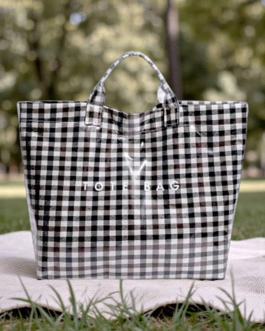 Black/Brown Gingham Tote Bag