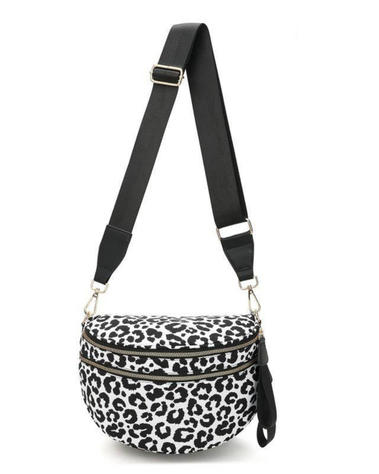 Crossbody Zipper Strap Sling Bum Bag (Leopard)