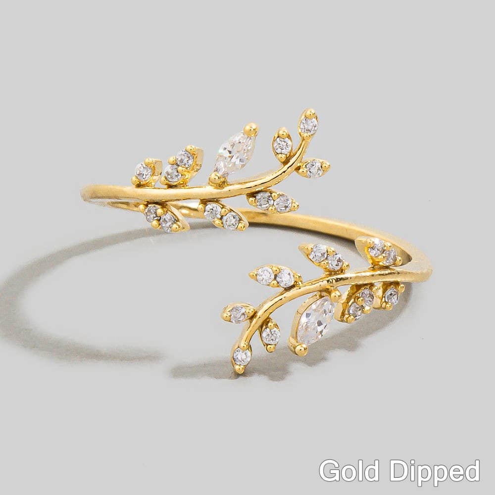 Jeweled Cz Vine Wrap Ring
