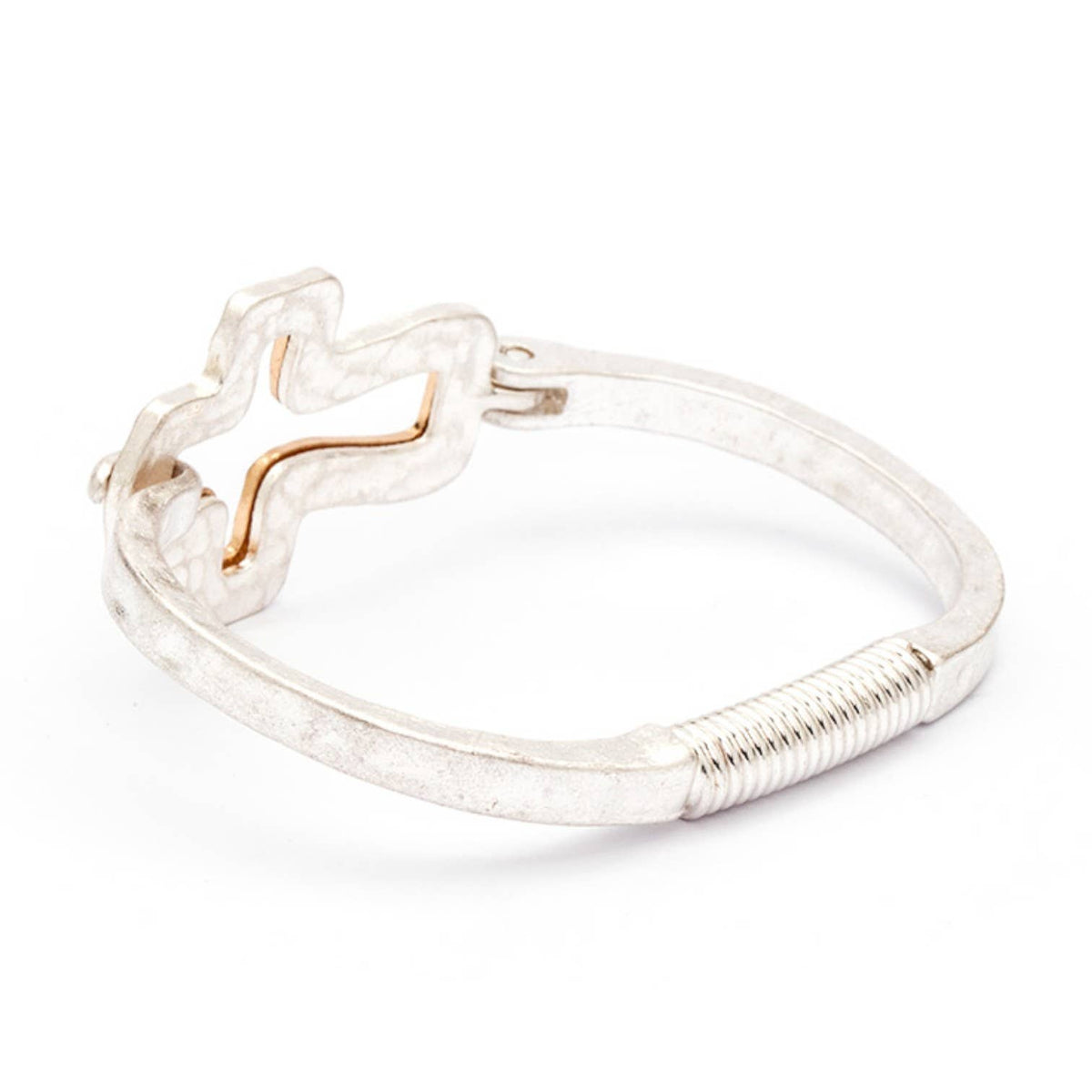 2 Tone Cross Spring Bangle