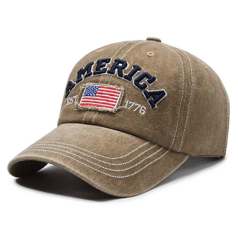 Vintage America Flag Embroidered Baseball Cap