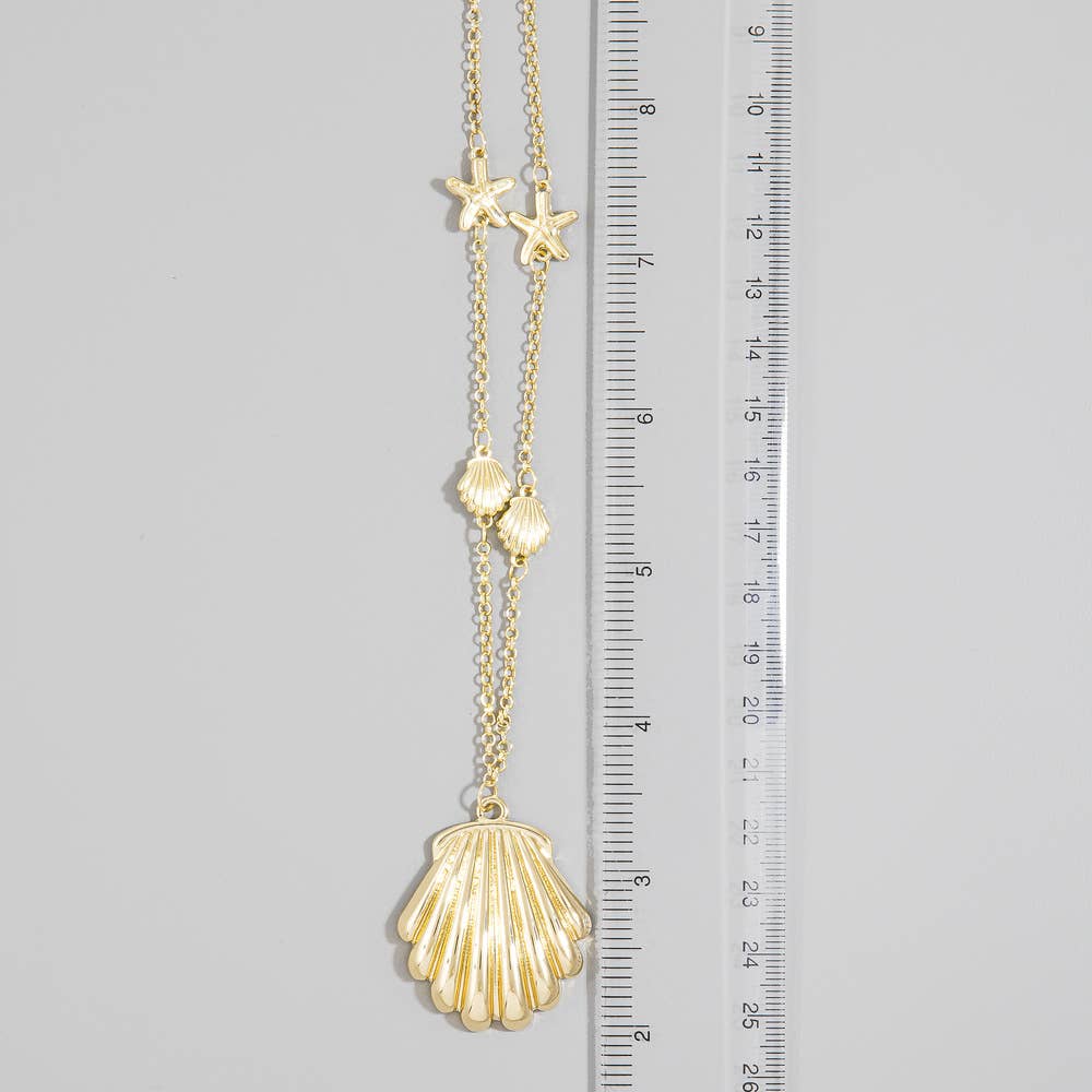 Shell And Starfish Station Chain Necklace