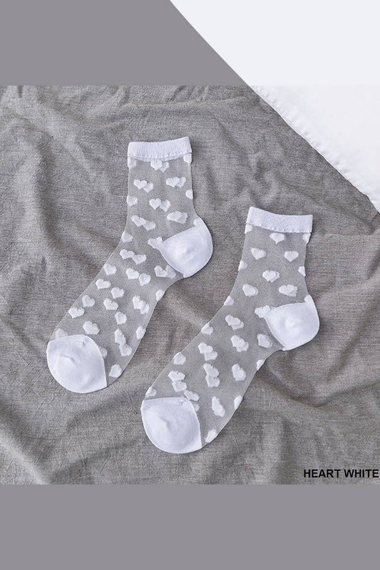 WHITE HEART SHEER SOCKS