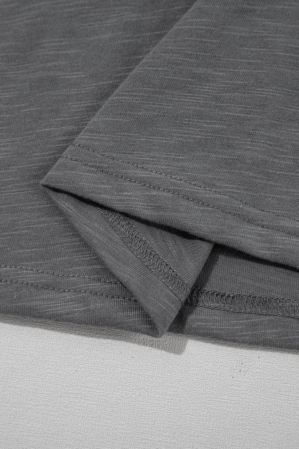 Dark Grey Ruffle Sleeve Casual Tee Boutique Summer Top