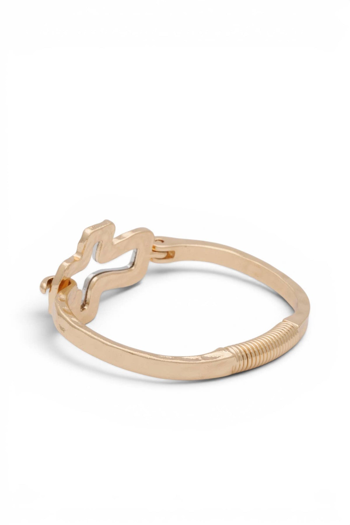 2 Tone Cross Spring Bangle