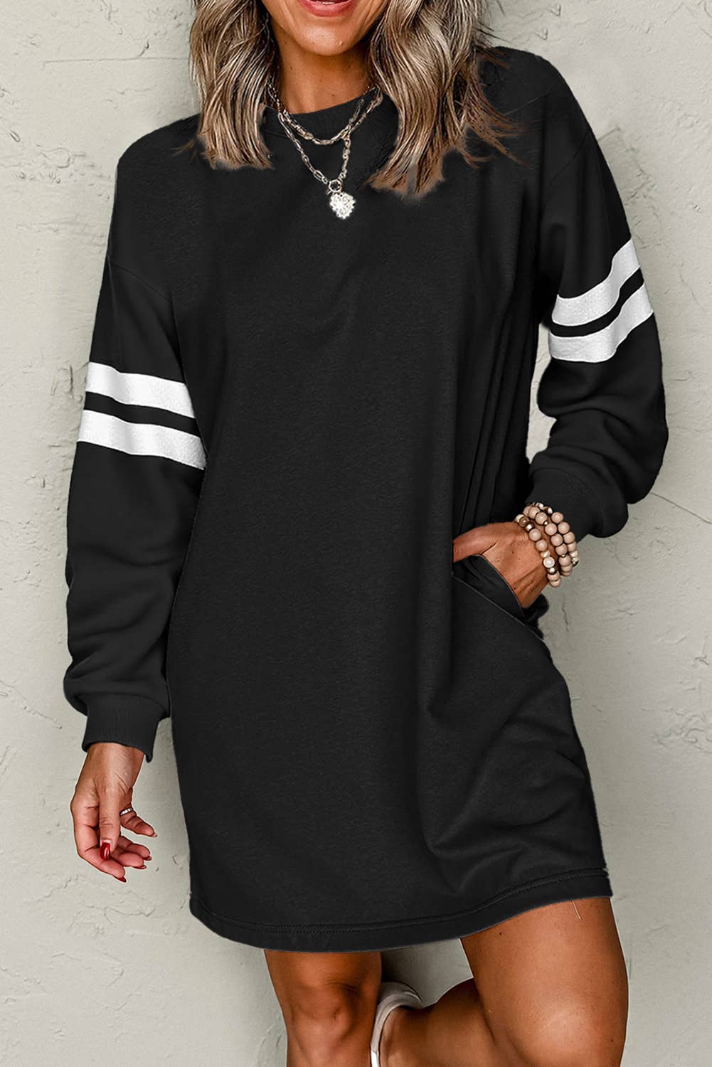66 Fall 2026 Stripe Women Sweatshirt Mini Dress (S-XL)