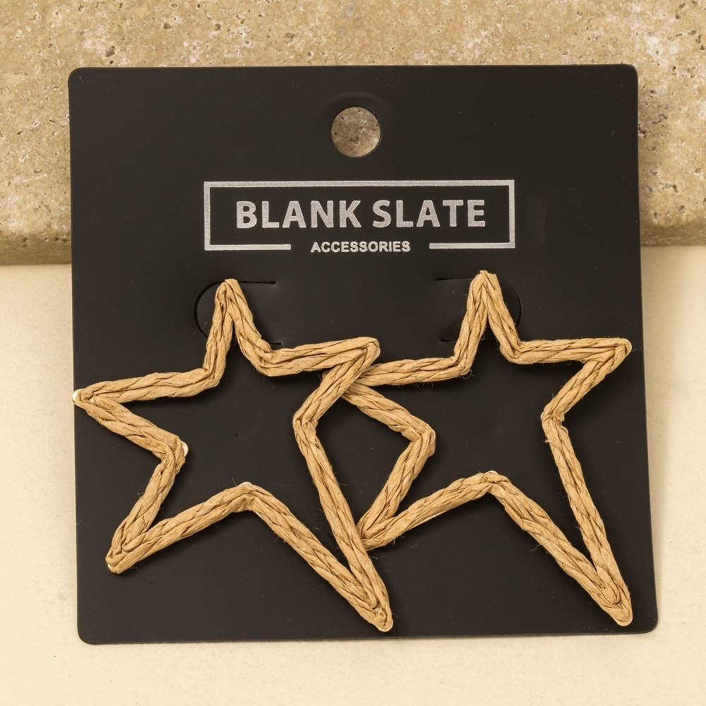 Straw Weave Star Stud Earrings