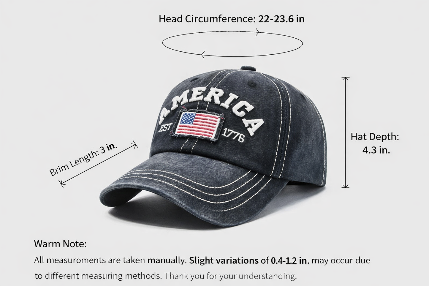 Vintage America Flag Embroidered Baseball Cap