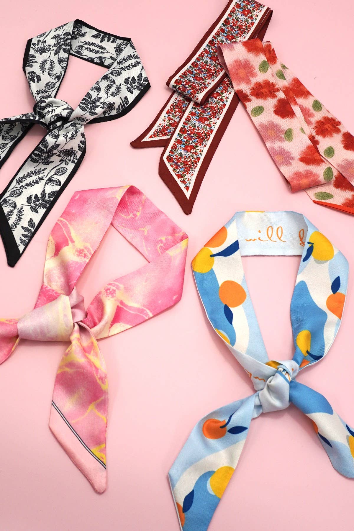 SOFT SILKY SKINNY TWILLY SCARF NECKLACE WRAP | 40SC666