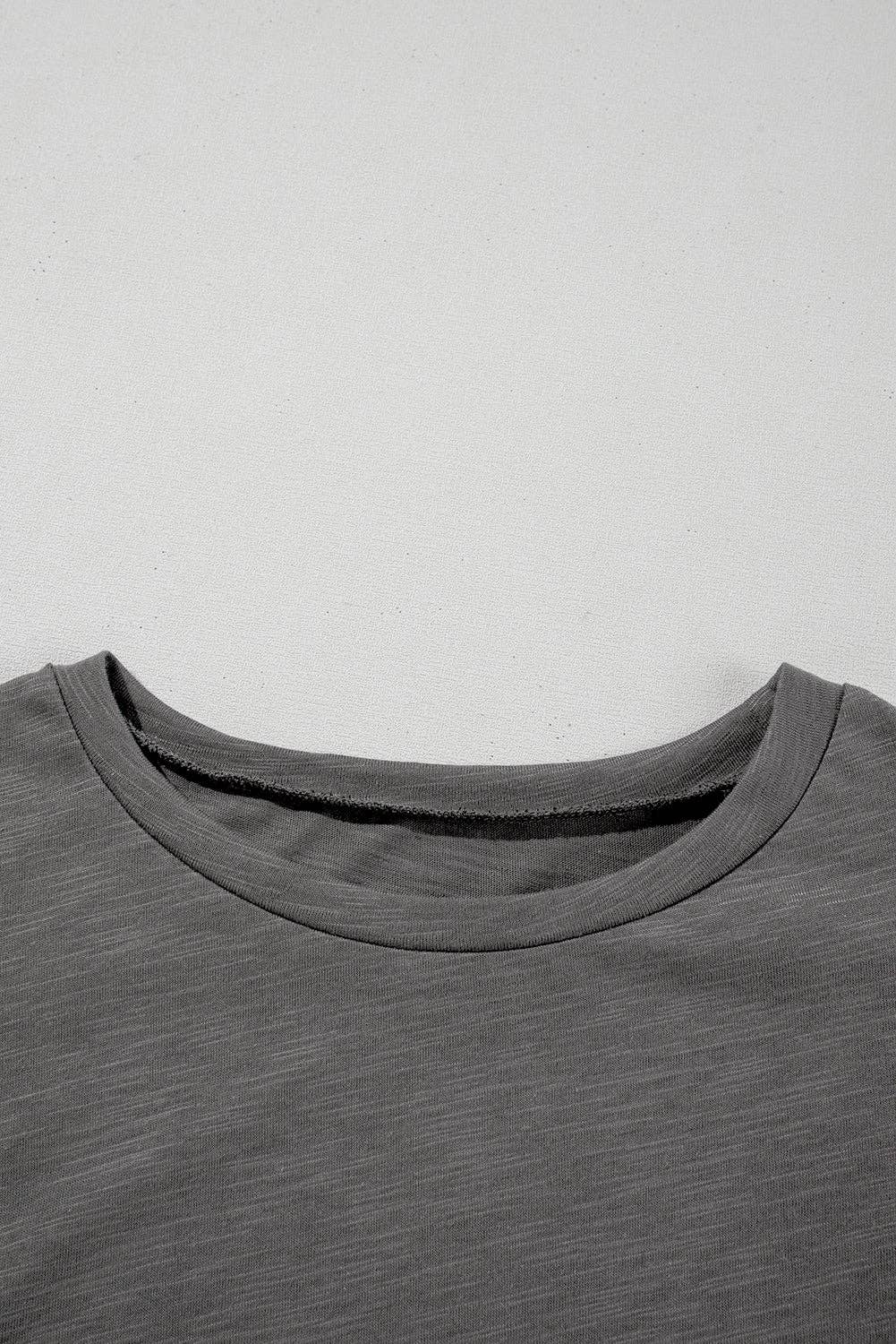 Dark Grey Ruffle Sleeve Casual Tee Boutique Summer Top