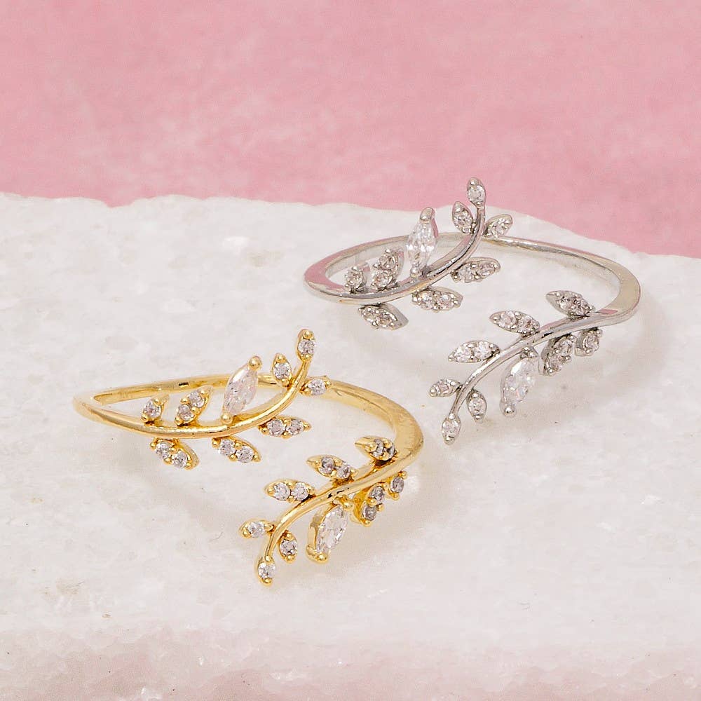 Jeweled Cz Vine Wrap Ring
