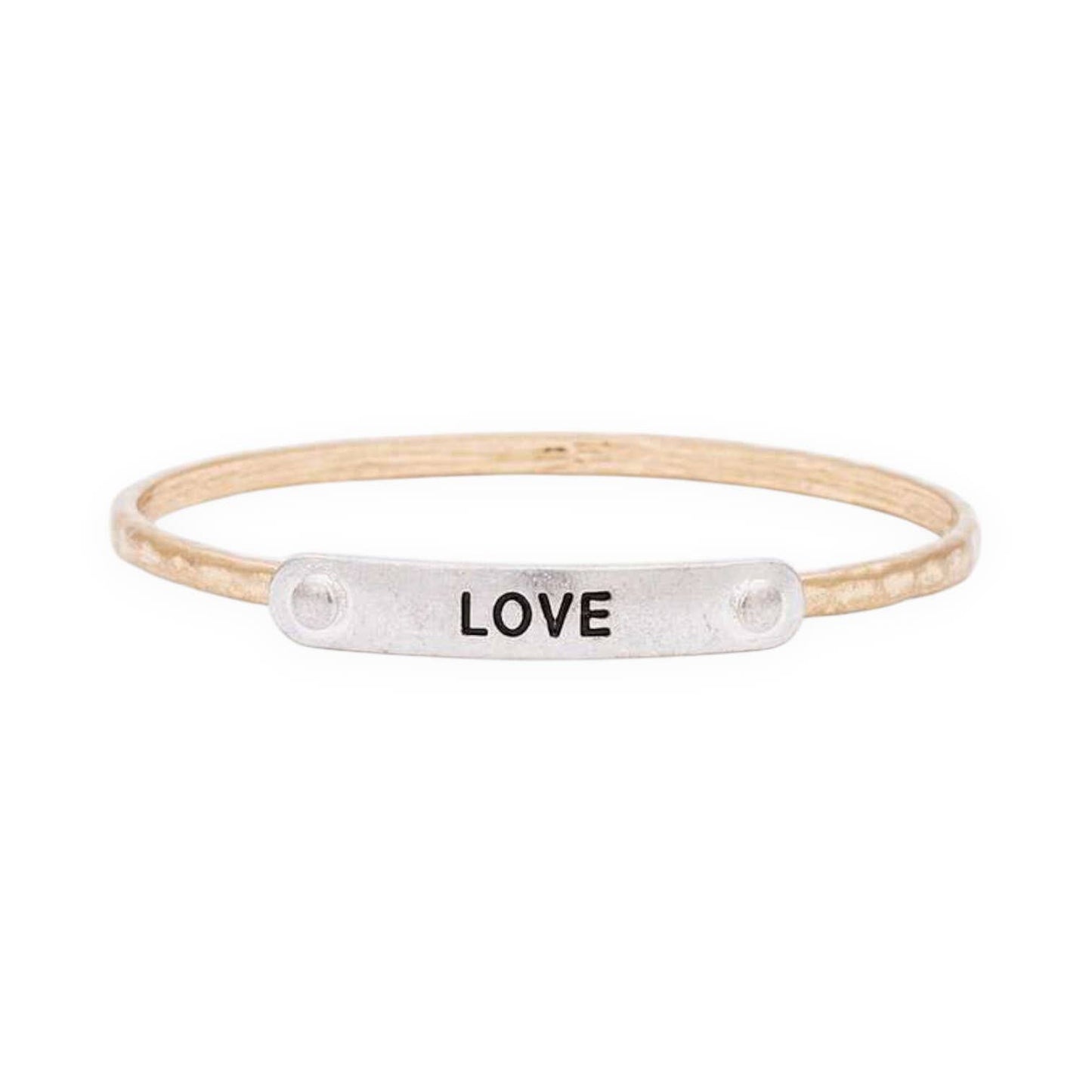 LOVE Engraved 2 Tone Bangle