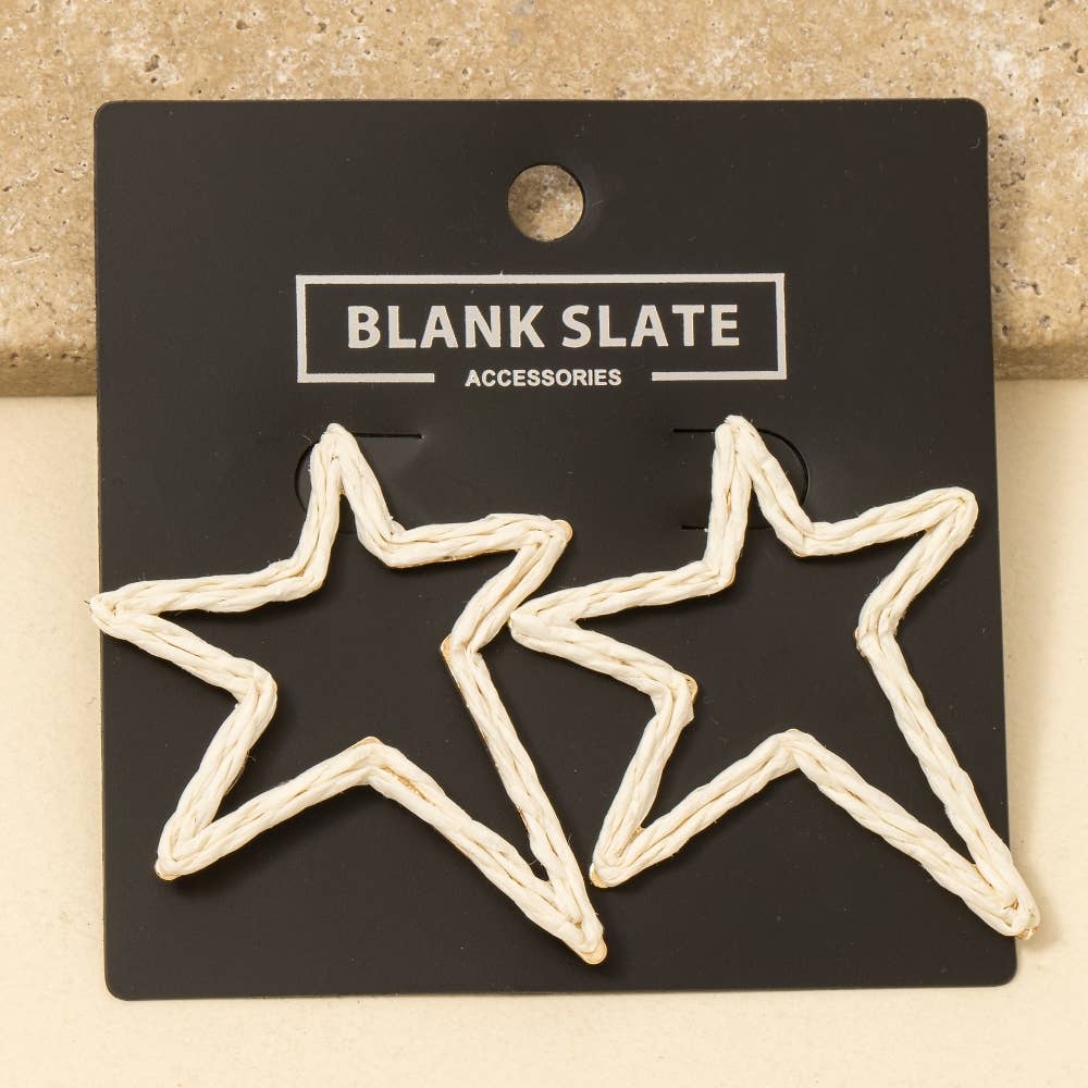 Straw Weave Star Stud Earrings