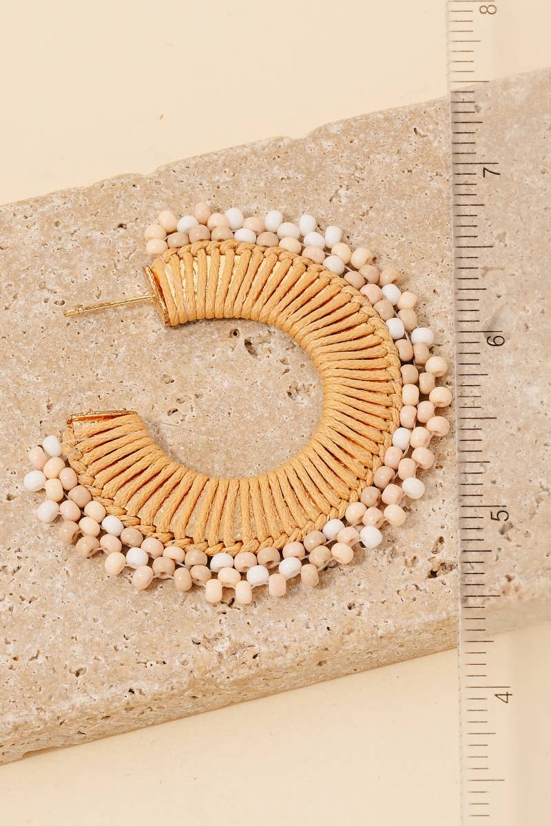 Beaded And Braided Flat Hoop Earrings