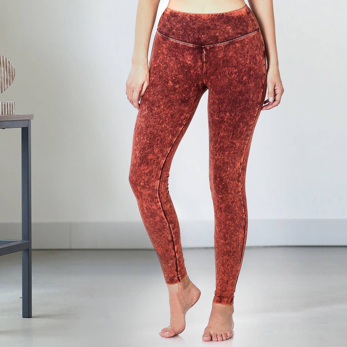 ._ SI-16456 Mineral Washed Wide Waistband Yoga Leggings