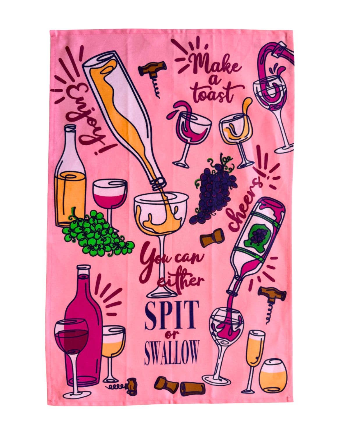 You Can Either Spit or Swallow - Wine Theme Kitchen Towel