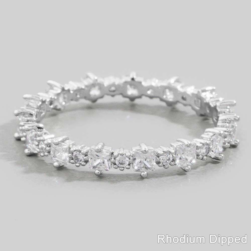 Gold Dipped Cz Square Eternity Band Ring