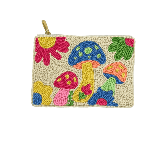 Ladies Mushroom Pack Fully Beaded Coin Purse
