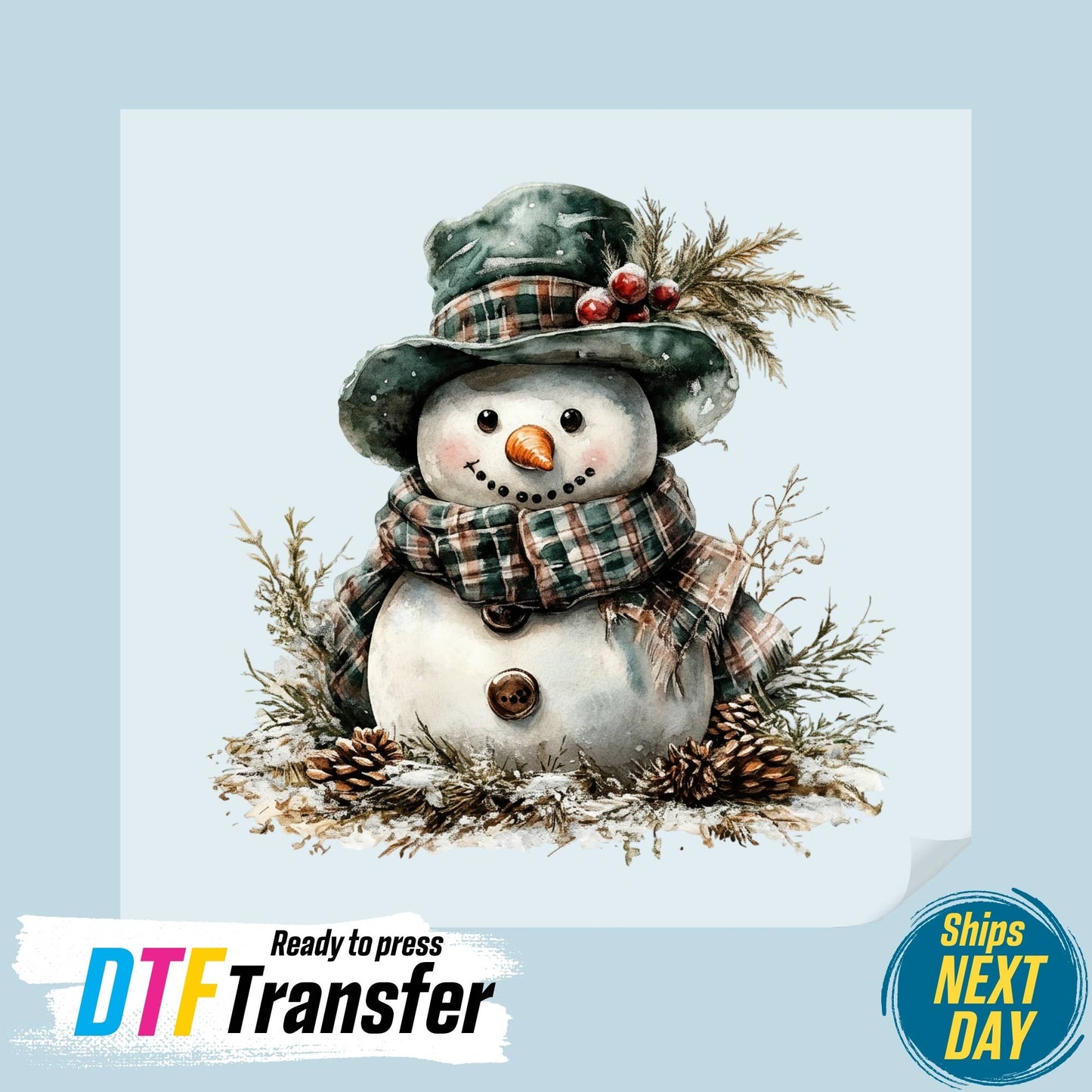 Rustic Snowman DTF Transfer