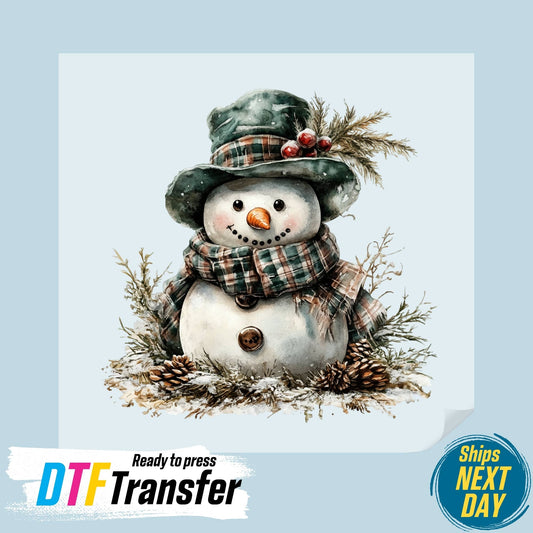 Rustic Snowman DTF Transfer