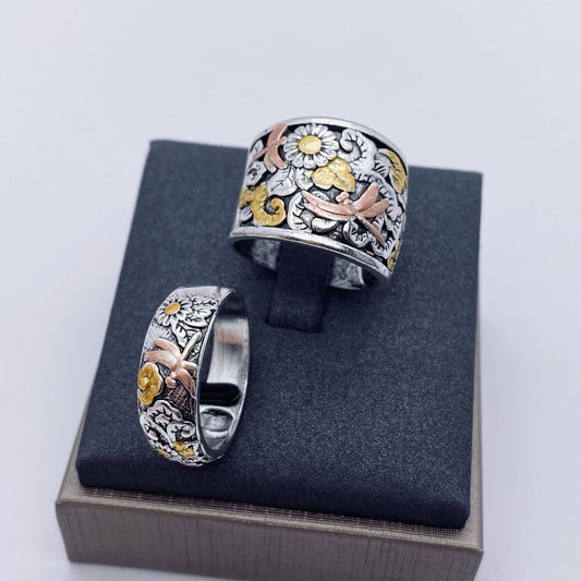 Retro Dragonfly Carved Ring