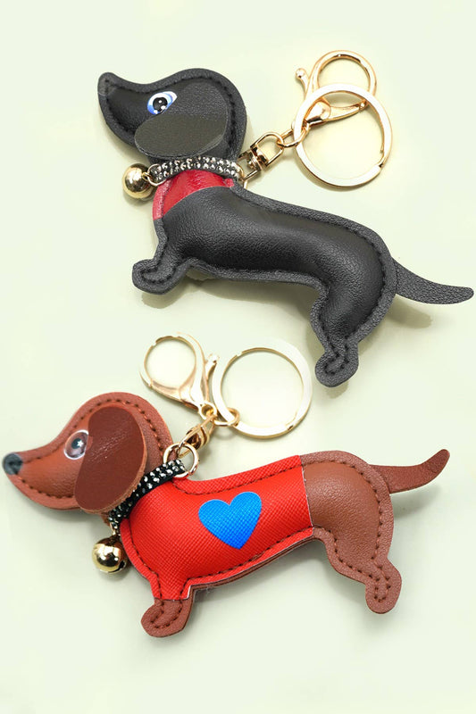 BAG CHARM KEY CHAIN - VEGAN LEATHER DOG | 40KC165