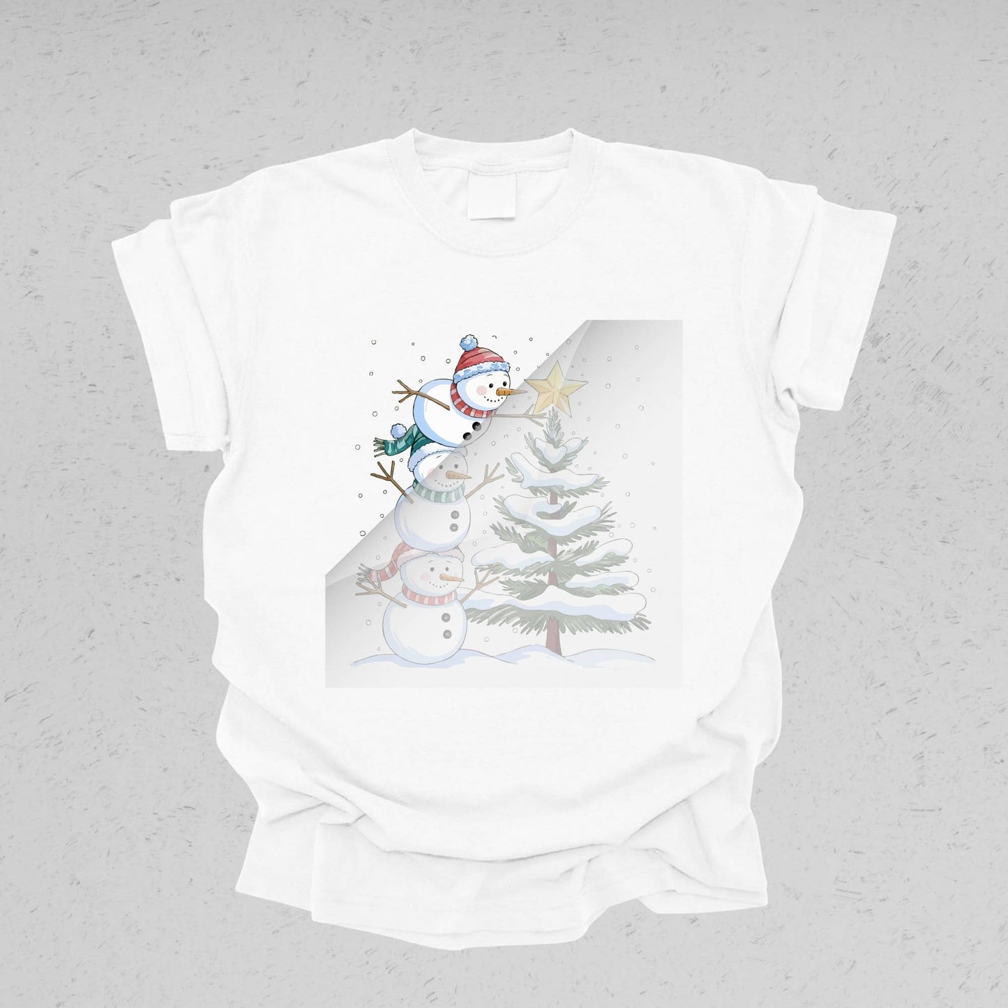 Stacked Snowmen Christmas Tree Topper DTF Transfer